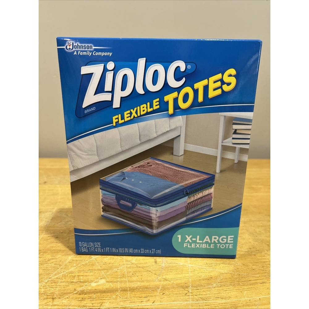 Ziploc XL X-Large Flexible Storage Tote 10 Gallon Clear Plastic Brand New Sealed